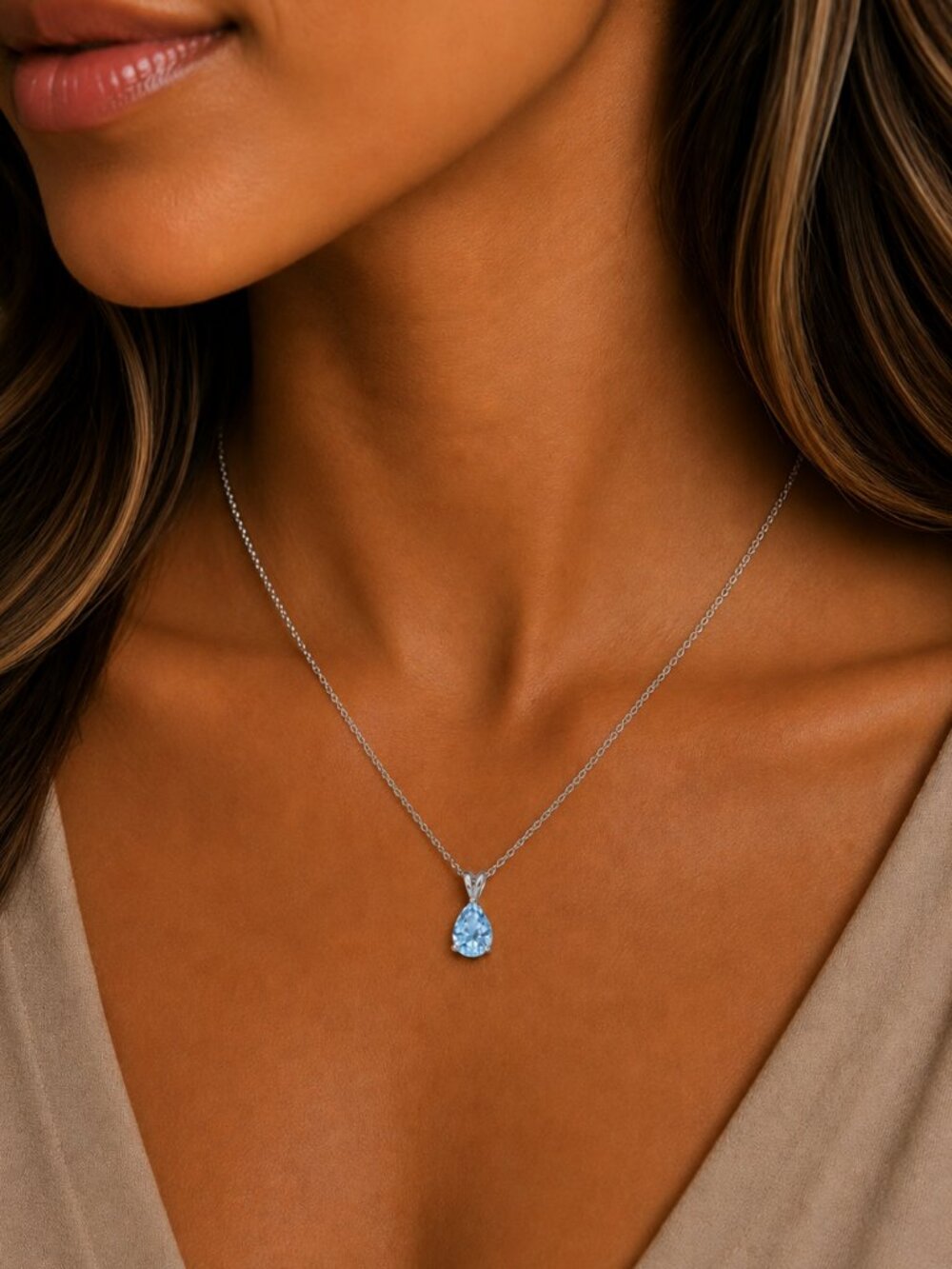 "Astor" Silver Aquamarine Necklace